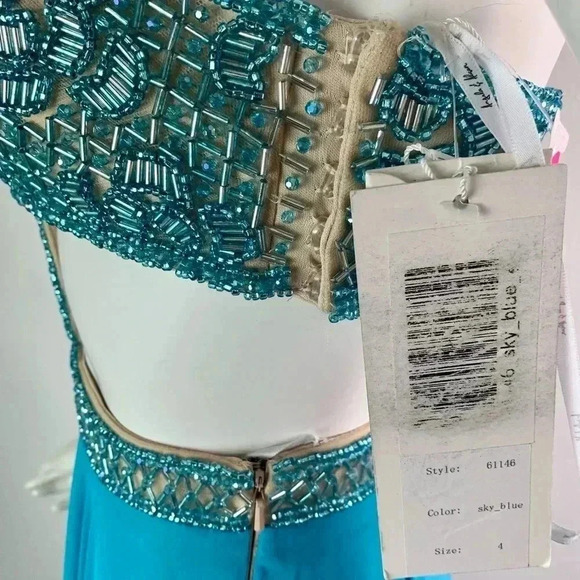 Angela & Allison Size 4 Sky Blue Beaded Floor Length Formal Gown Pageant 61146 - Picture 7 of 9